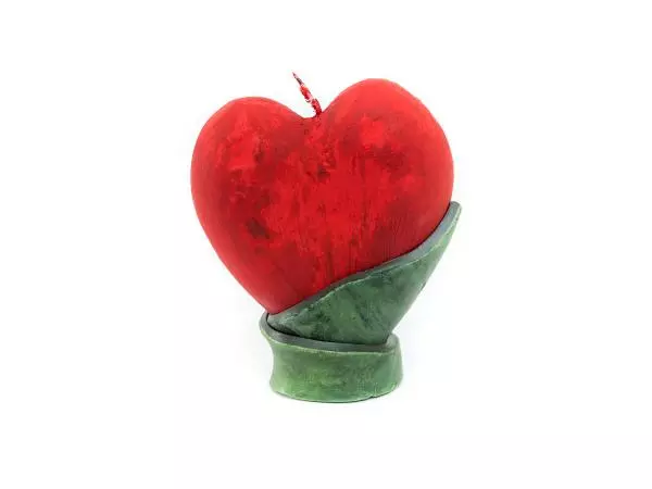 Candle - - red heart -  11 x 13 cm decorative candle