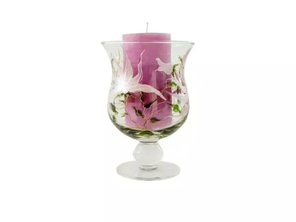 Candle Holder Lilies XL + Candle -  19 x 14 cm